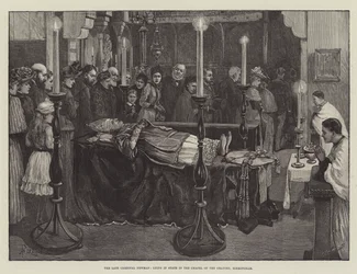 El difunto Cardenal Newman, yaciendo en estado en la Capilla del Oratorio, Birmingham